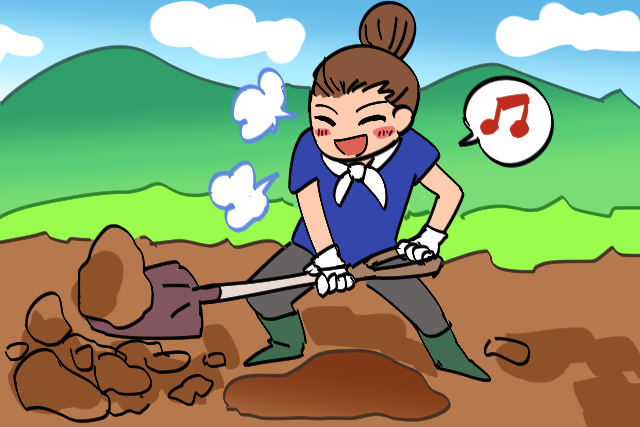ワクワクしながら土を掘る
