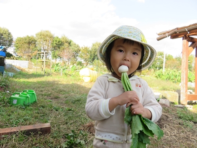 カブを食べる子ども