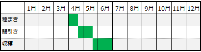 春まき初夏採りの大根栽培カレンダー