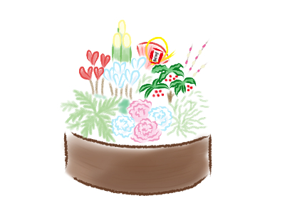 冬の寄せ植え、お正月