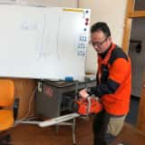 間伐について、チェーンソーのレクチャー
