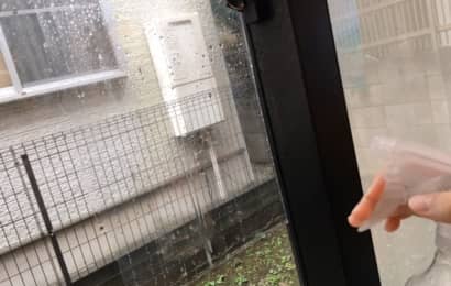  フィルムシートの上に水をスプレー