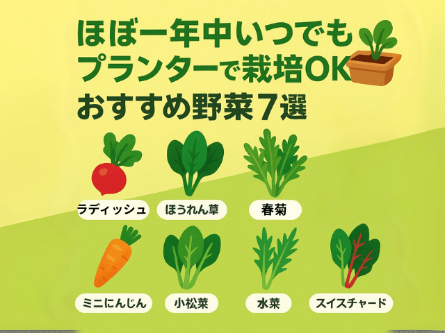 ほぼ一年中いつでもプランターで栽培OK！おすすめ野菜7選と作り方のコツ