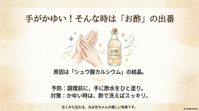 手がかゆい、そんな時はお酢の出番。