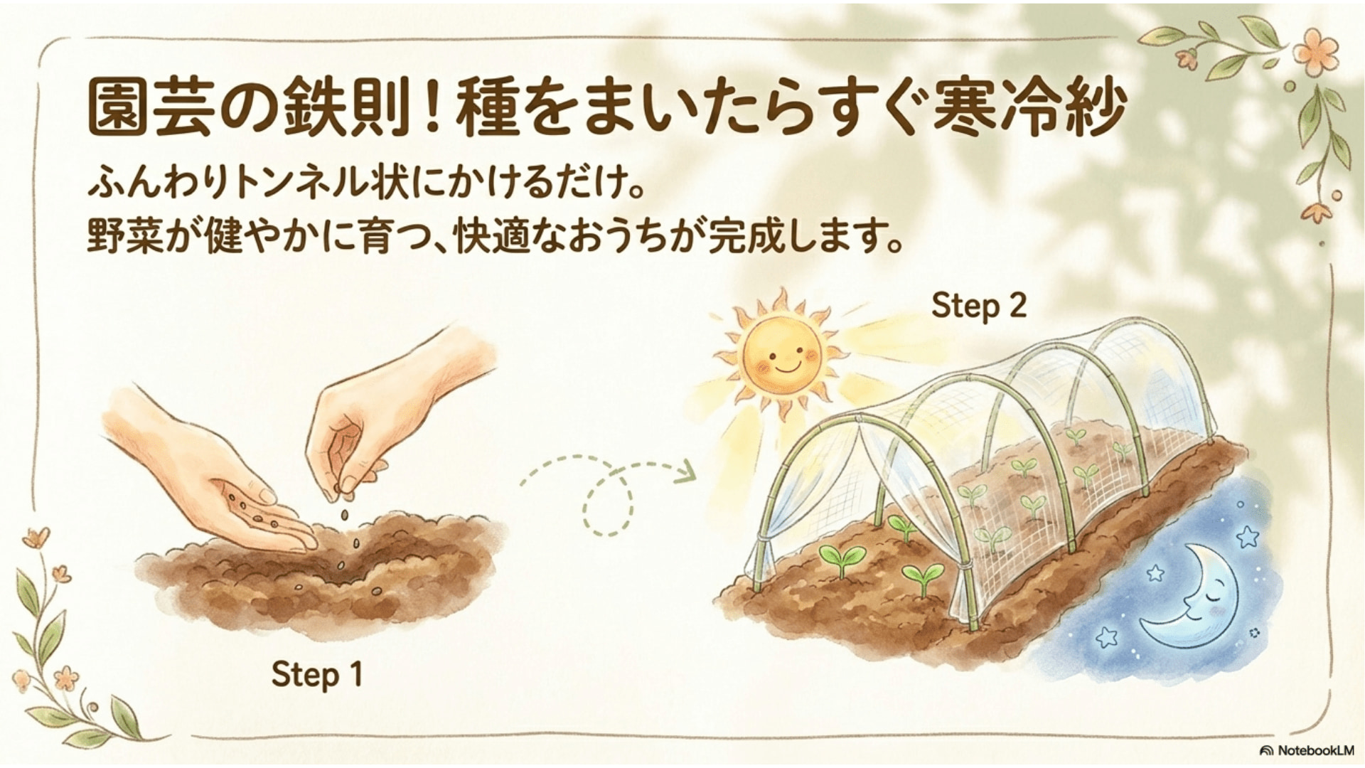 種をまいたらすぐ寒冷紗