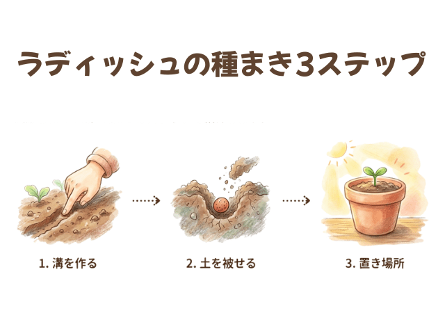 初心者でもできるラディッシュの種まき3ステップ