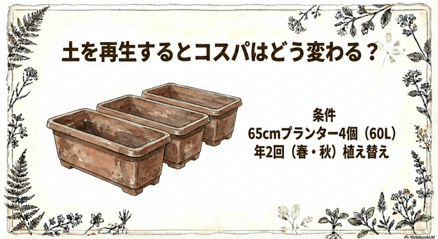 土を再生すると、どれくらいコスパが変わる?