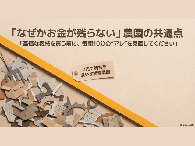 「なぜかお金が残らない」農園の共通点。高価な機械を買う前に、毎朝10分の“アレ”を見直してください