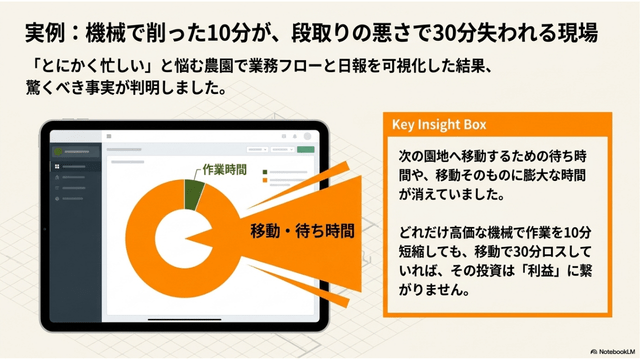 「次の園地へ移動するための待ち時間」や「移動そのもの」に、膨大な時間が消えていました