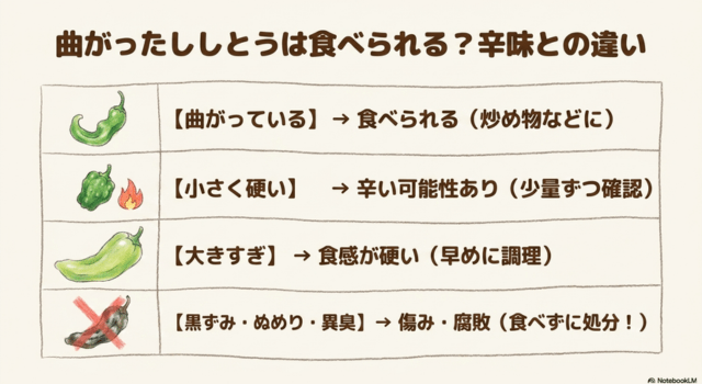 曲がったししとうは食べられる?辛味との違い