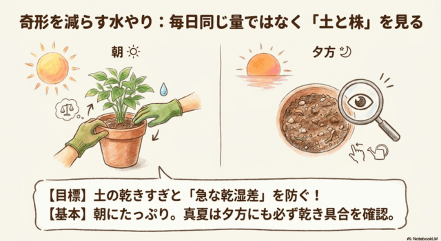ししとうの奇形を減らす水やり調整