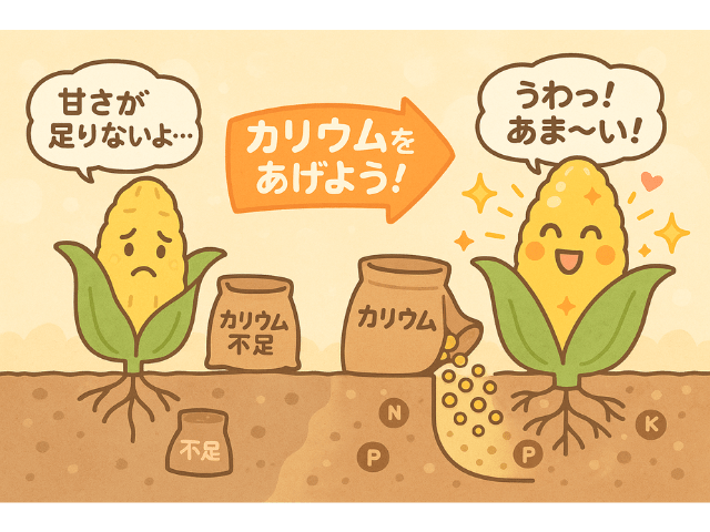 カリウムをたっぷり与えれば、口に入れた瞬間「うわ、これ本当に自分で育てたの！？」と驚くほどの甘さを実現できる