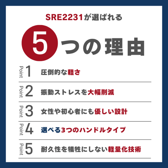 SRE2231が選ばれる5つの理由