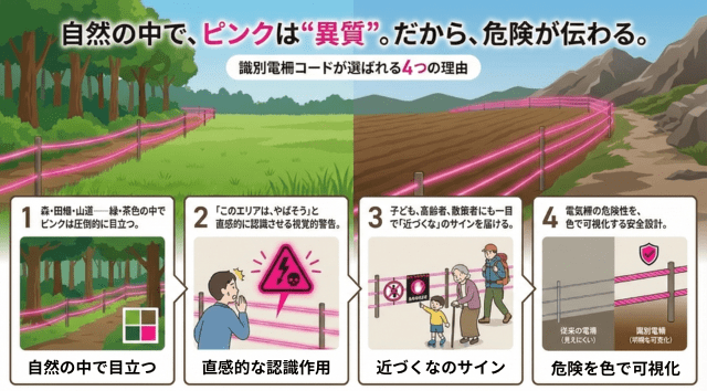 自然の中でピンクは異質