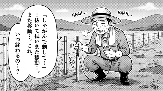 しゃがんでアースさすのが大変