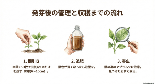 発芽後の管理と収穫までの流れ