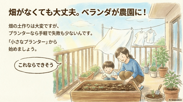 畑がなくても大丈夫。ベランダが農園に!