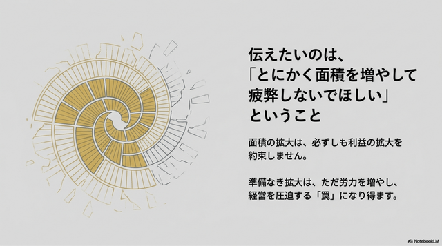 とにかく面積を増やして疲弊しないでほしい