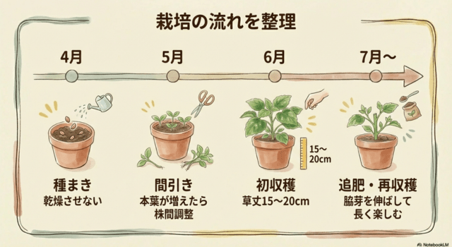 栽培の流れを整理|オカノリ栽培カレンダー