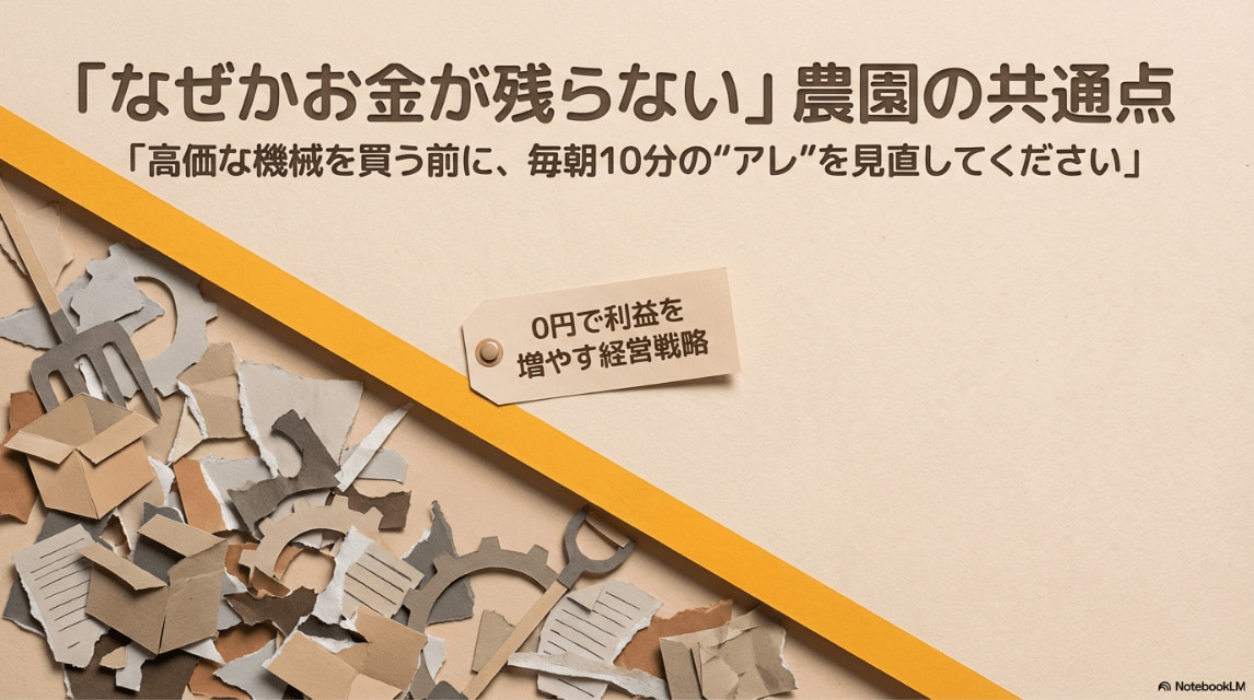 「なぜかお金が残らない」農園の共通点。高価な機械を買う前に、毎朝10分の“アレ”を見直してください