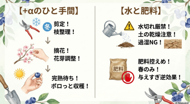 甘いブルーベリーを収穫するために!摘果前後でやること