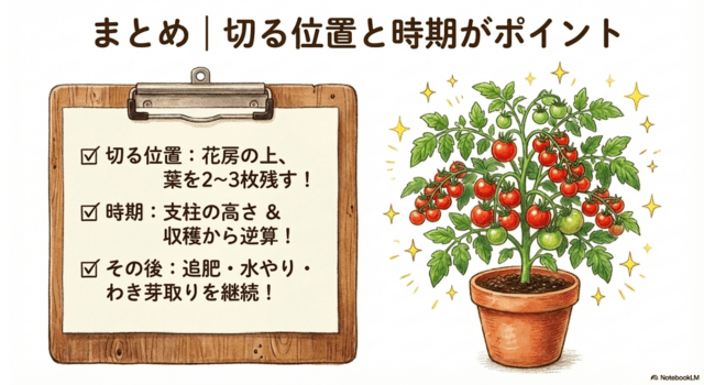 まとめ|トマトの摘芯は切る位置と時期がポイント