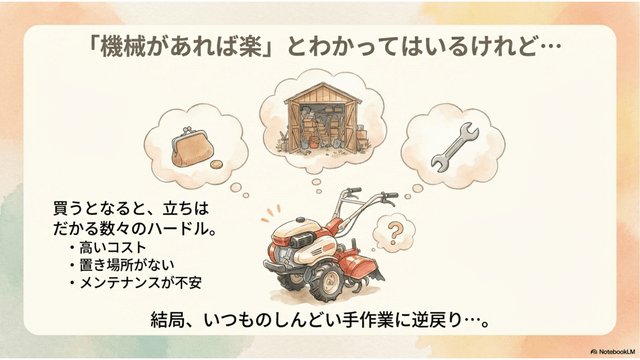 機械があれば「楽」とわかってはいる