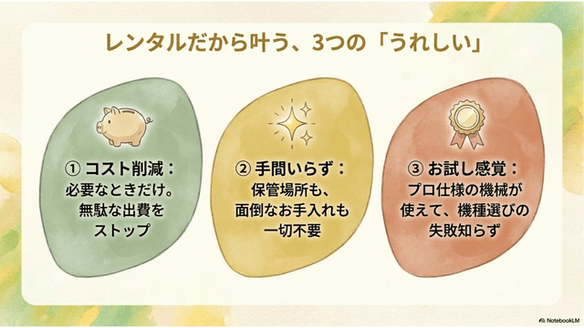 レンタルだから叶う3つのうれしい