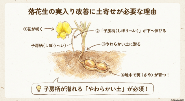 落花生の実入り改善に土寄せが必要な理由