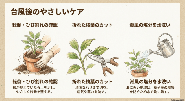 台風後に確認したいプランターと植物のケア