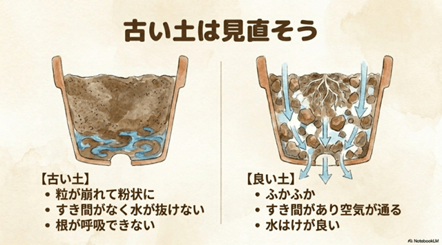 古い土は再生材や新しい土で見直そう