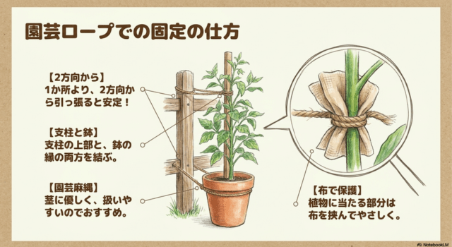 園芸ロープでの固定の仕方