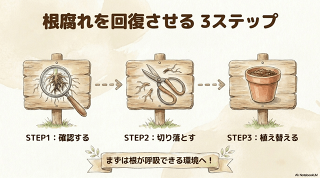 根腐れを回復させる3ステップ