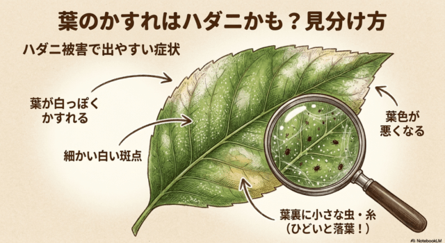 葉のかすれはハダニかも?見分け方