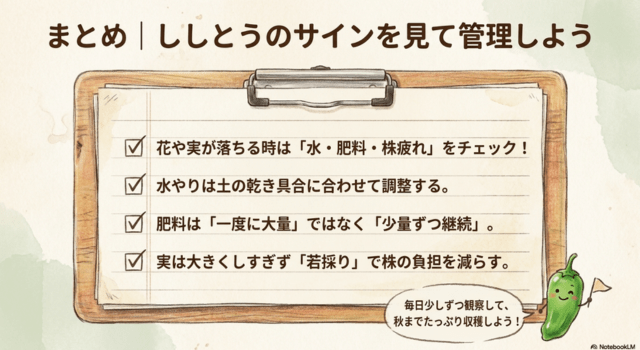 まとめ|ししとうのサインを見て管理しよう