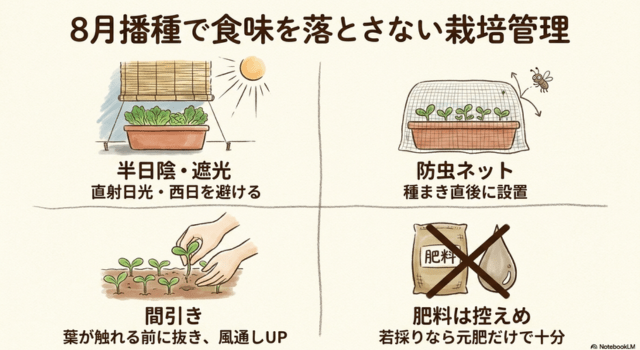 8月播種で食味を落とさない栽培管理
