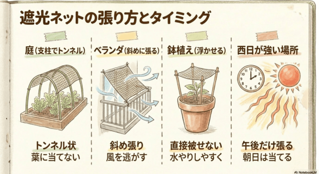 遮光ネットの張り方とタイミング