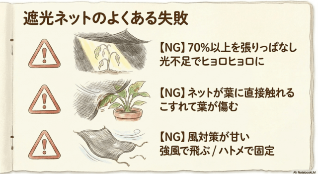 遮光ネットの選び方でよくある失敗