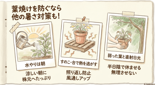 葉焼けを防ぐなら遮光ネット以外の暑さ対策も組み合わせる