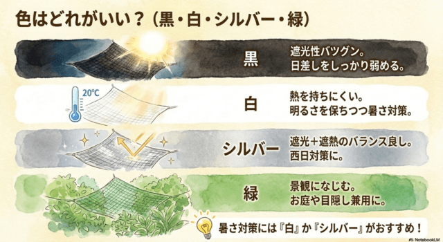 遮光ネットの色はどれがいい?黒・白・シルバーの違い