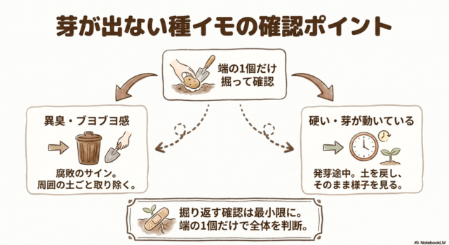 芽が出ない種イモの確認ポイント