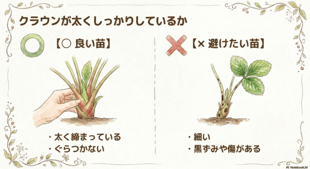 クラウンが太くしっかりしているか