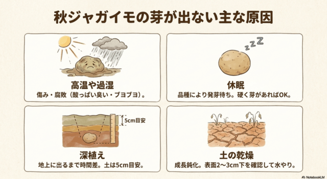 秋ジャガイモの芽が出ない主な原因