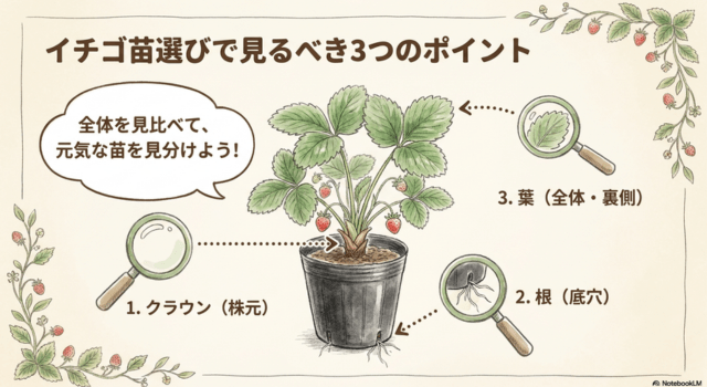 イチゴ苗選びで見るべき3つのポイント