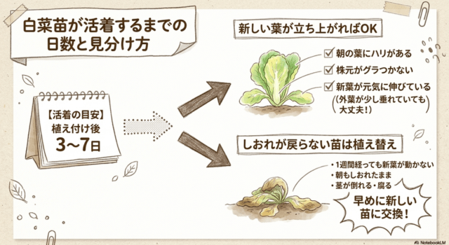 白菜苗が活着するまでの日数と見分け方