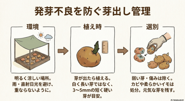 発芽不良を防ぐ芽出し管理