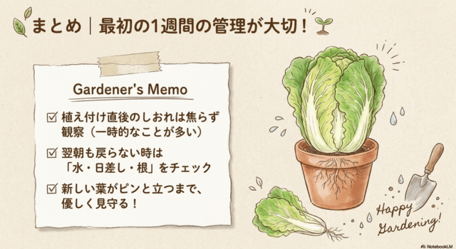 まとめ|白菜苗のしおれは最初の1週間の管理が大切