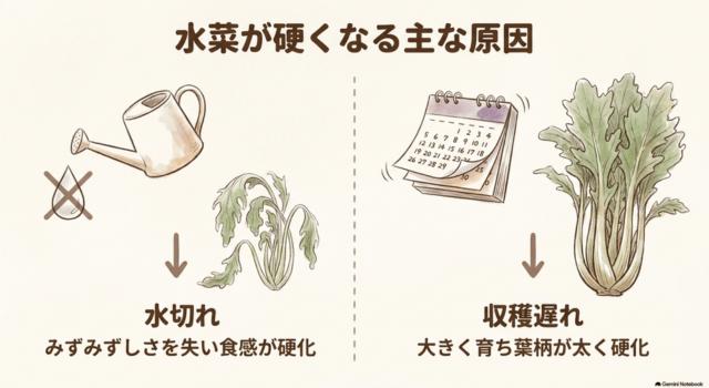 水菜が硬くなる主な原因