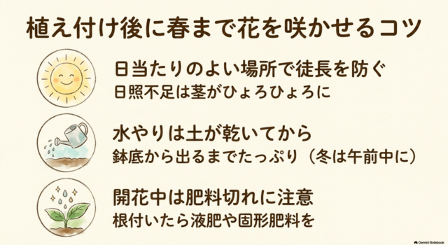 植え付け後に春まで花を咲かせるコツ