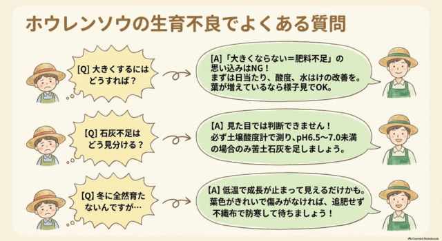 ホウレンソウの生育不良でよくある質問